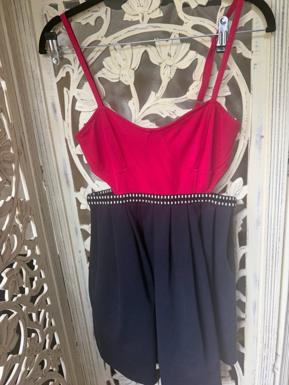 silence + noise pink and Black Spaghetti Strap Fit-and-Flare Dress